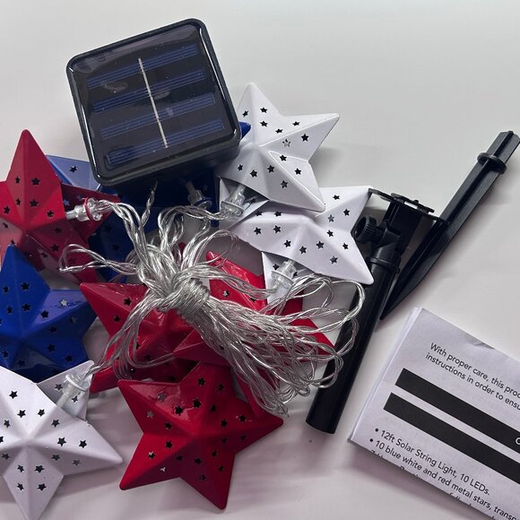 DESTINATION HOLIDAY 197870101590 Lights Metal Star Solar Powered String 12-Feet - Picture 2 of 4